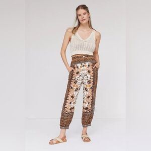 Anthropologie Printed Linen Blend Joggers